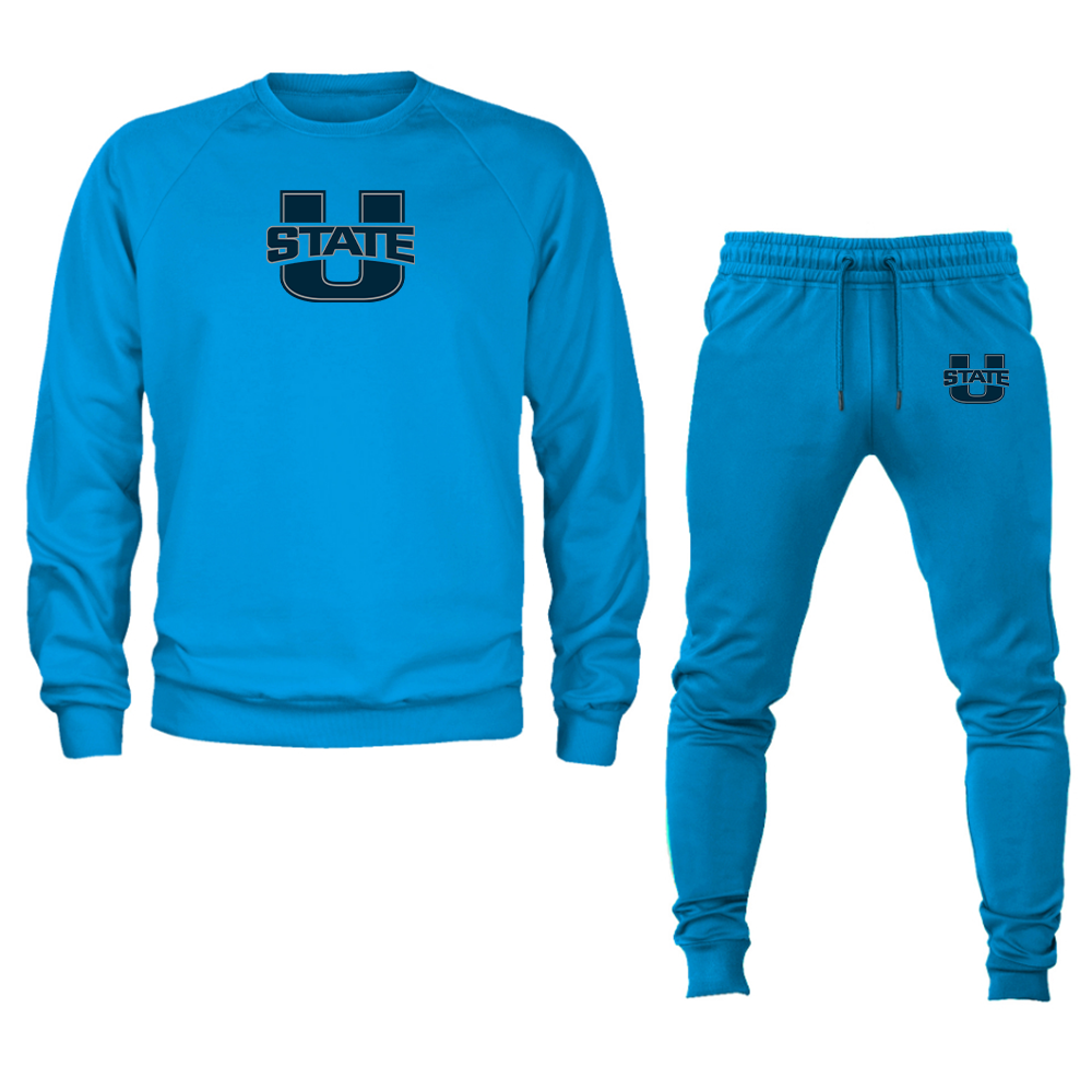 Men's Utah State Aggies Crewneck Sweatshirt Joggers Suit